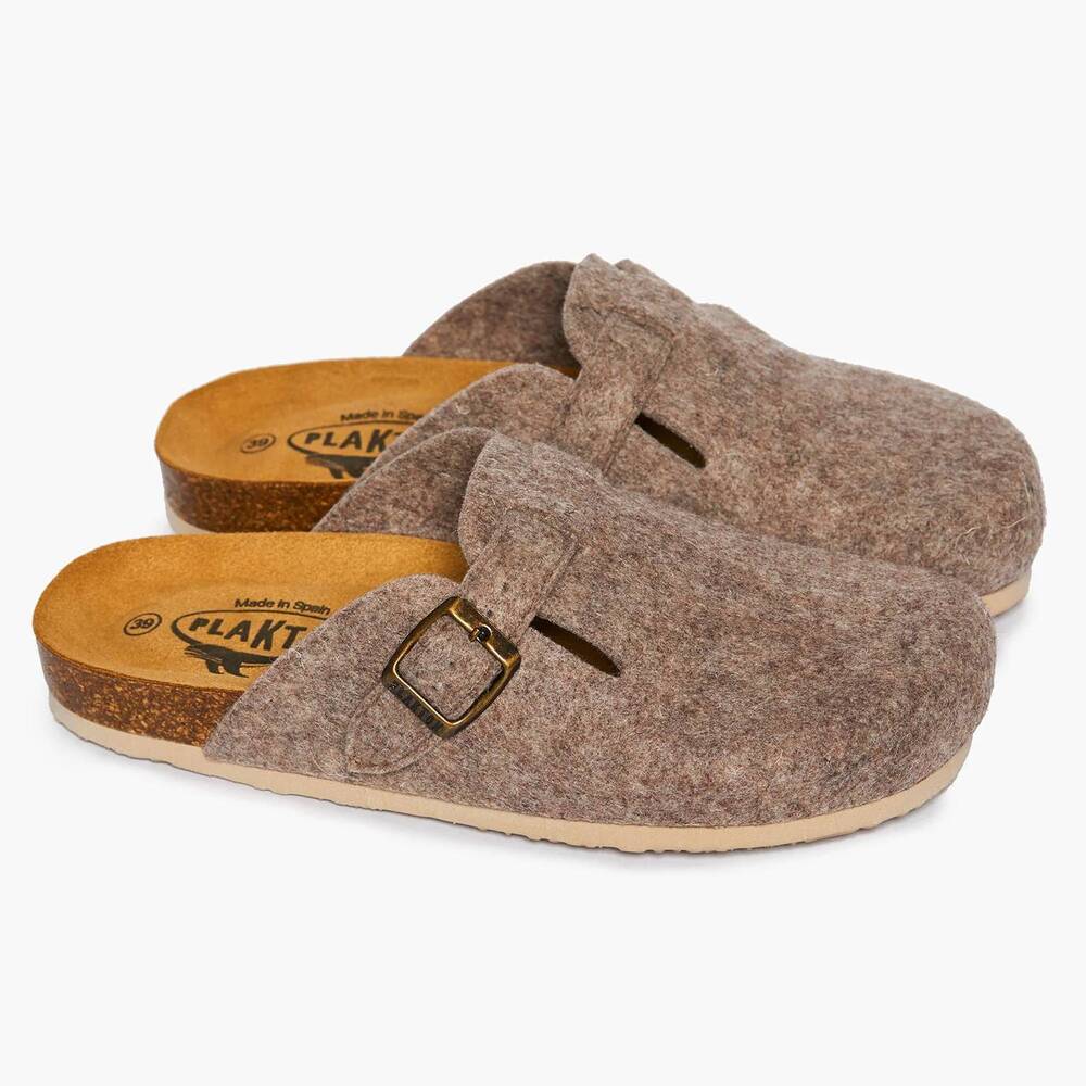 NEW PLAKTON women's fieltro lana blog slippers in beige